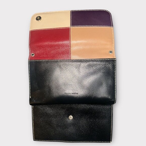 Divinity Organizer Wallet Multicolor Leather Bi-fold Framed KIss Lock Clutch - Picture 6 of 9